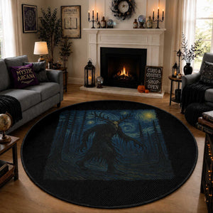 Wendigo Starry Night Round Rug Van Gogh Dark Fantasy Cryptid Lovers
