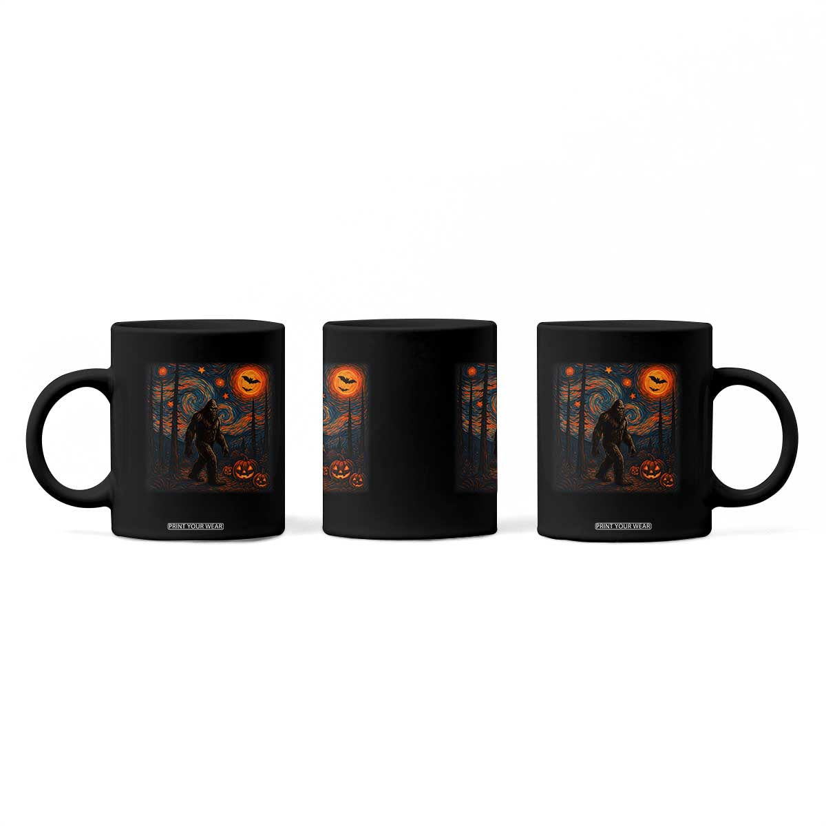 Bigfoot Starry Night Coffee Mug Funny Halloween Van Gogh Sasquatch Lovers TS10 Print Your Wear