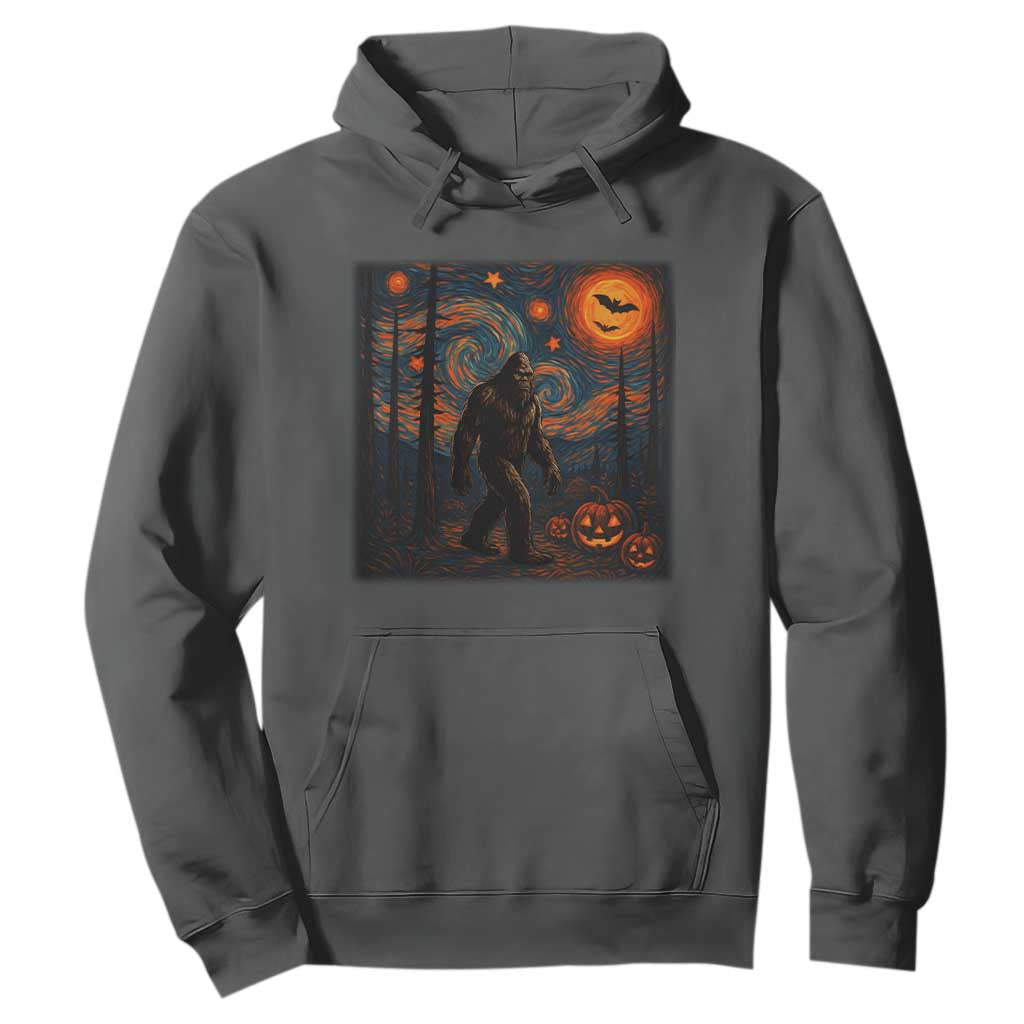 Bigfoot Starry Night Hoodie Funny Halloween Van Gogh Sasquatch Lovers TS10 Dark Heather Print Your Wear