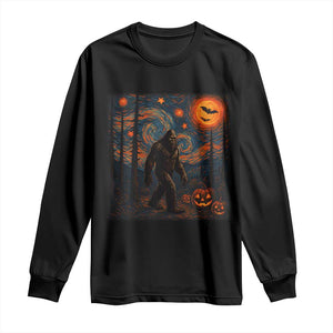 Bigfoot Starry Night Long Sleeve Shirt Funny Halloween Van Gogh Sasquatch Lovers TS10 Black Print Your Wear