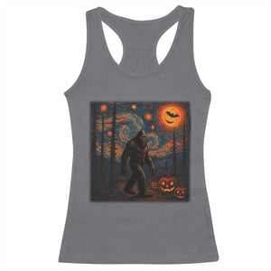 Bigfoot Starry Night Racerback Tank Top Funny Halloween Van Gogh Sasquatch Lovers TS10 Charcoal Print Your Wear