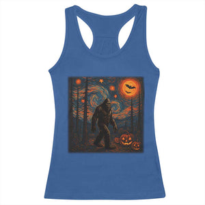 Bigfoot Starry Night Racerback Tank Top Funny Halloween Van Gogh Sasquatch Lovers TS10 Royal Blue Print Your Wear