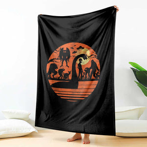 Cryptid Monsters Throw Blanket Bigfoot Loch Ness Monster Mothman Aliens Weirdcore Folk Horror TS10 Print Your Wear