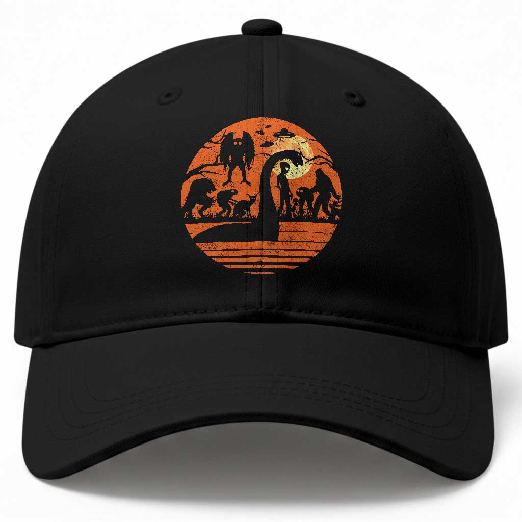 Cryptid Monsters Baseball Cap Bigfoot Loch Ness Monster Mothman Aliens Weirdcore Folk Horror TS10 Print Your Wear