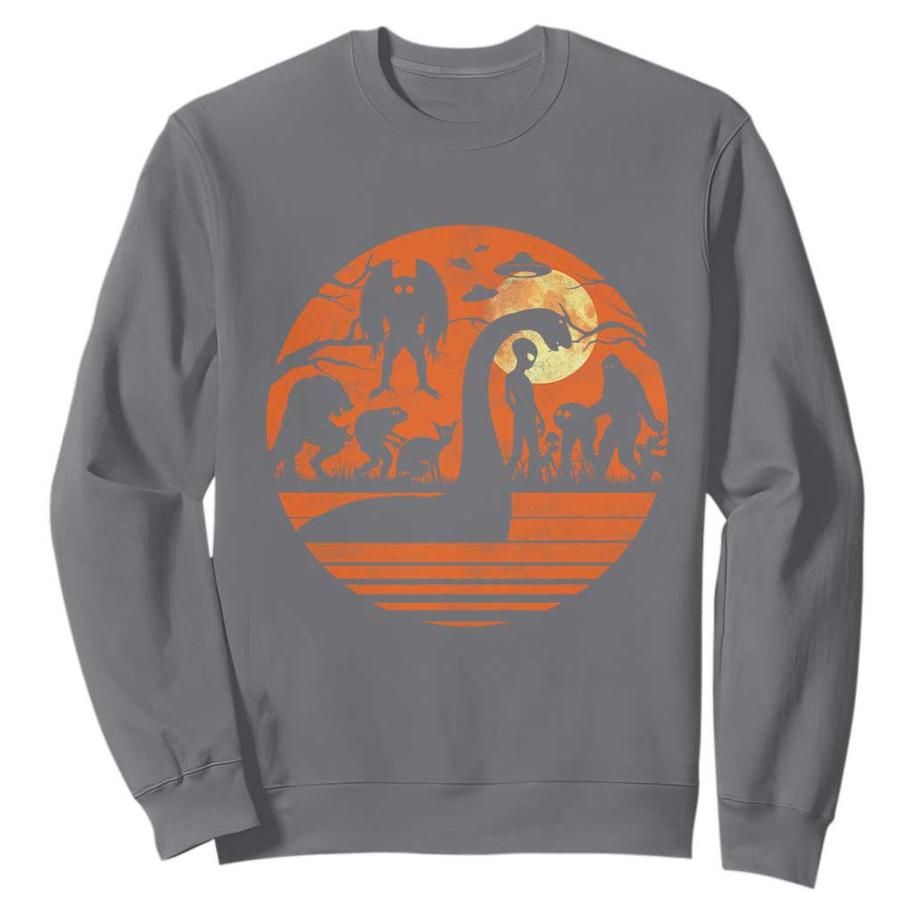 Cryptid Monsters Sweatshirt Bigfoot Loch Ness Monster Mothman Aliens Weirdcore Folk Horror TS10 Charcoal Print Your Wear