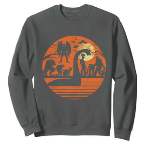 Cryptid Monsters Sweatshirt Bigfoot Loch Ness Monster Mothman Aliens Weirdcore Folk Horror TS10 Dark Heather Print Your Wear