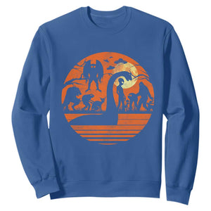 Cryptid Monsters Sweatshirt Bigfoot Loch Ness Monster Mothman Aliens Weirdcore Folk Horror TS10 Royal Blue Print Your Wear