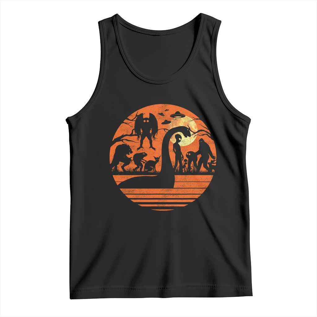Cryptid Monsters Tank Top Bigfoot Loch Ness Monster Mothman Aliens Weirdcore Folk Horror TS10 Black Print Your Wear