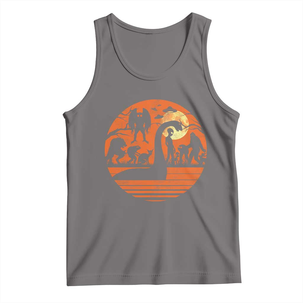 Cryptid Monsters Tank Top Bigfoot Loch Ness Monster Mothman Aliens Weirdcore Folk Horror TS10 Deep Heather Print Your Wear