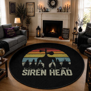 Siren Head Round Rug Retro American Cryptid