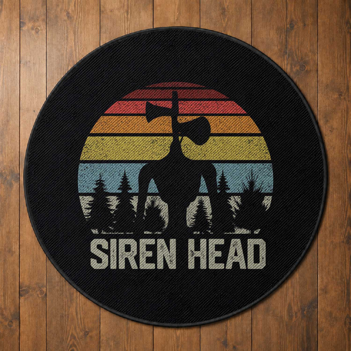Siren Head Round Rug Retro American Cryptid
