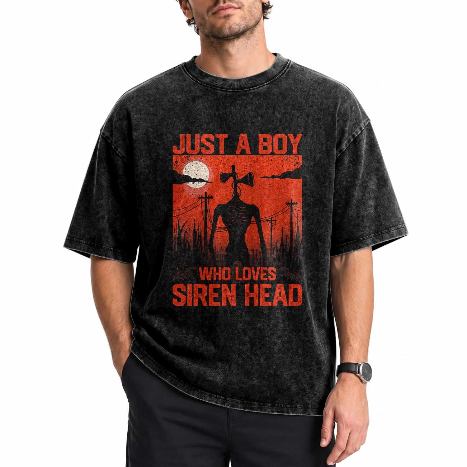 Siren Head Washed Cotton T-Shirt American Cryptid Lovers Boy TS10 Print Your Wear