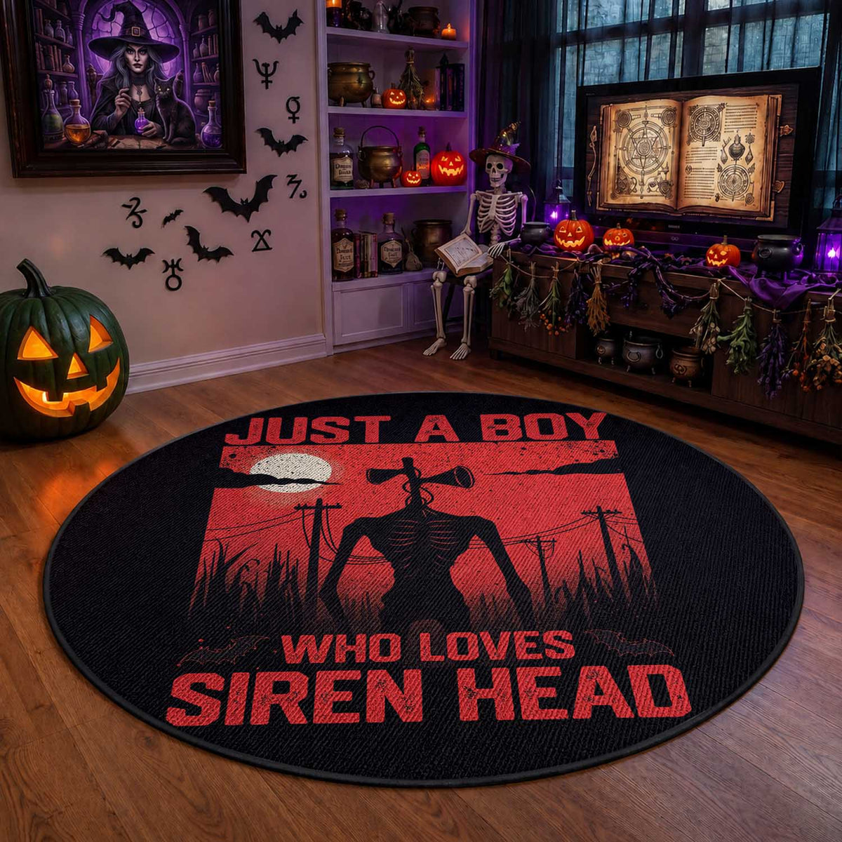 Siren Head Round Rug American Cryptid Lovers Boy