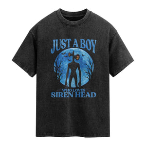 Siren Head Washed Cotton T-Shirt Supernatural American Cryptid Boys TS10 Black Print Your Wear