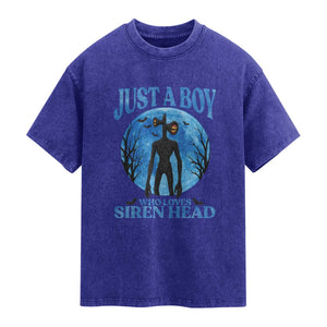 Siren Head Washed Cotton T-Shirt Supernatural American Cryptid Boys TS10 Indigo Blue Print Your Wear