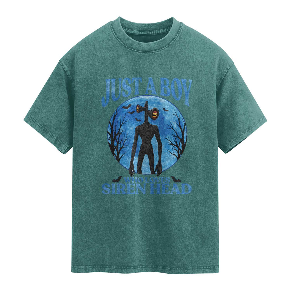 Siren Head Washed Cotton T-Shirt Supernatural American Cryptid Boys TS10 Teal Green Print Your Wear