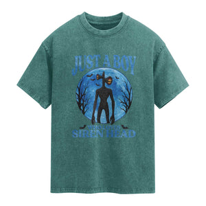 Siren Head Washed Cotton T-Shirt Supernatural American Cryptid Boys TS10 Teal Green Print Your Wear