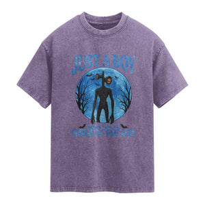 Siren Head Washed Cotton T-Shirt Supernatural American Cryptid Boys TS10 Purple Print Your Wear