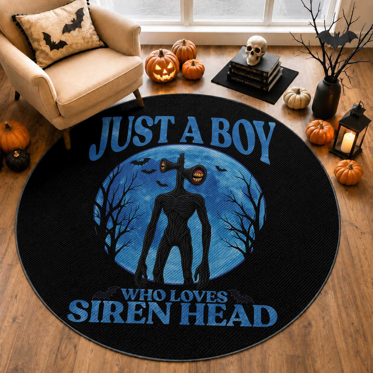Siren Head Round Rug Supernatural American Cryptid Boys