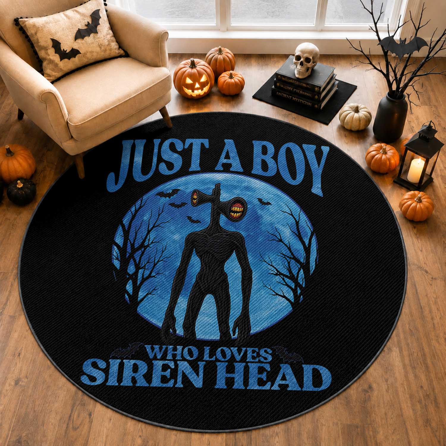 Siren Head Round Rug Supernatural American Cryptid Boys
