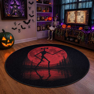Siren Head Round Rug Supernatural American Cryptid Full Blood Moon Halloween
