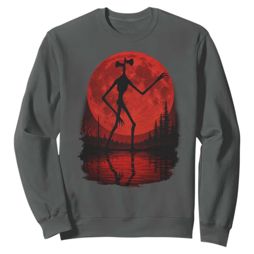 Siren Head Sweatshirt Supernatural American Cryptid Full Blood Moon Halloween TS10 Dark Heather Print Your Wear