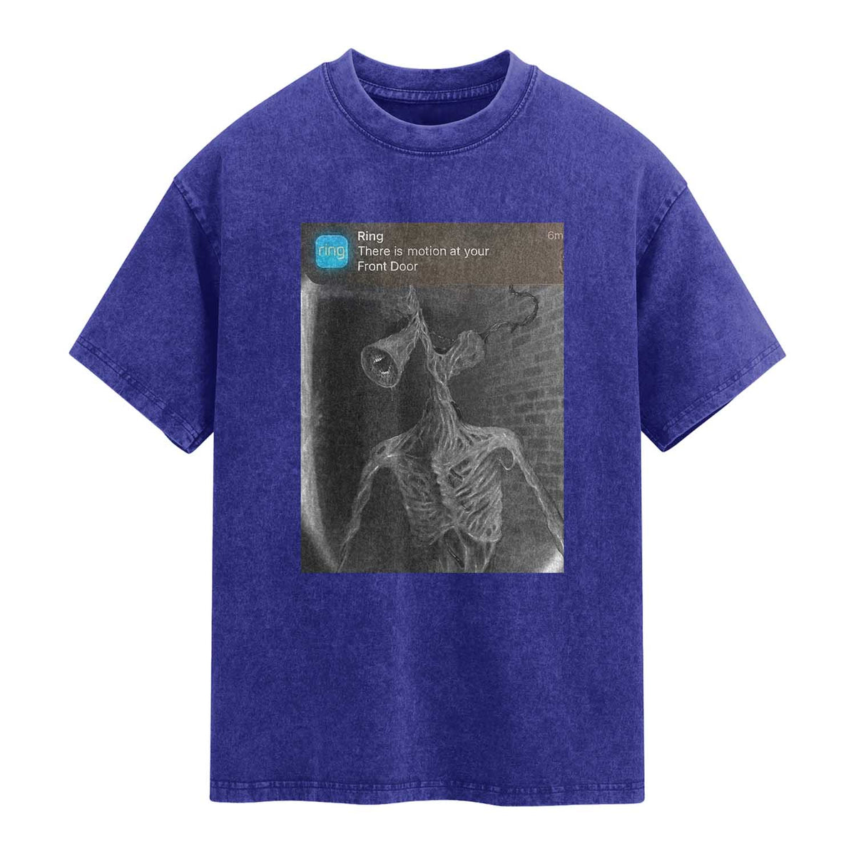 Funny Siren Head Washed Cotton T-Shirt Ring with Motion Meme TS10 Indigo Blue Print Your Wear