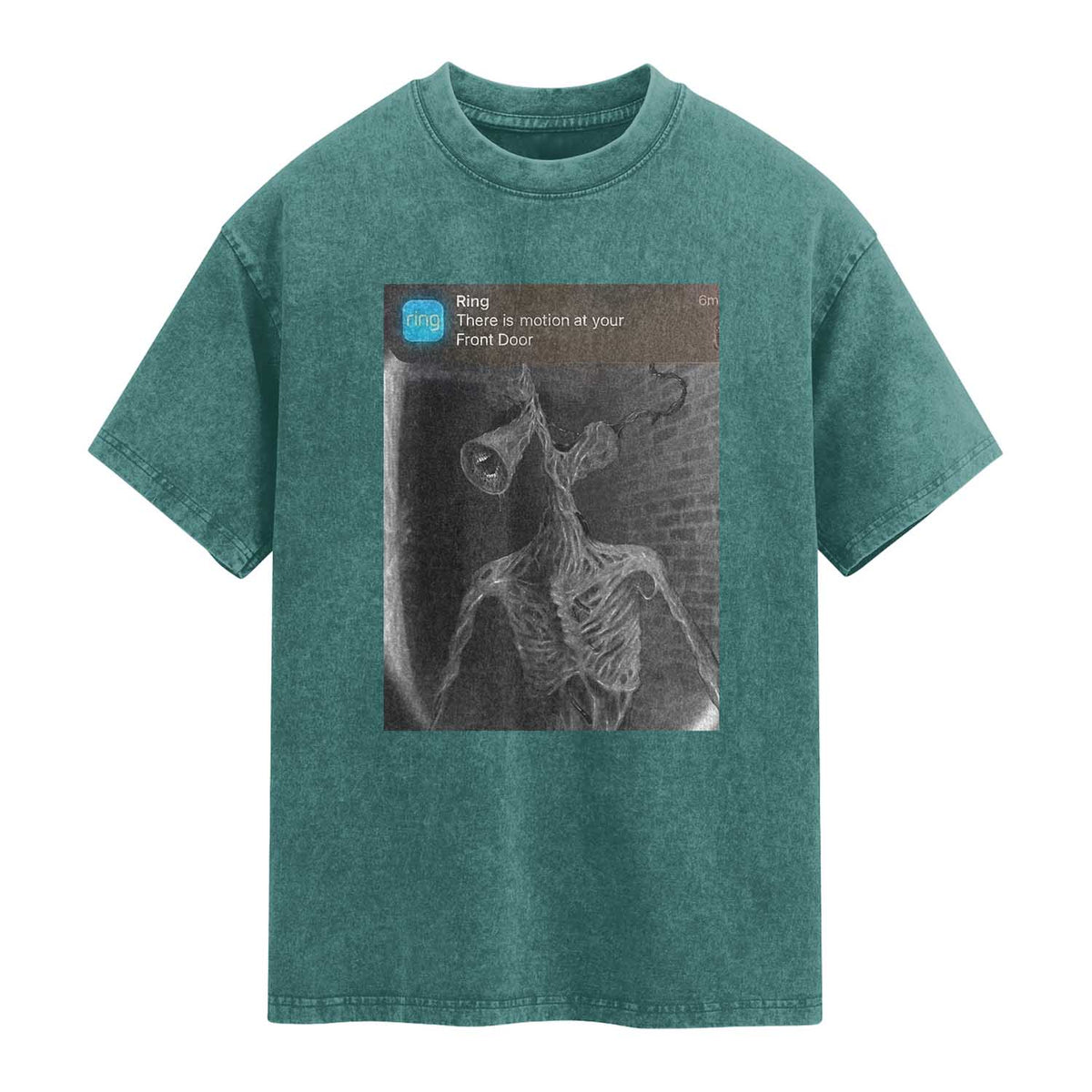 Funny Siren Head Washed Cotton T-Shirt Ring with Motion Meme TS10 Teal Green Print Your Wear