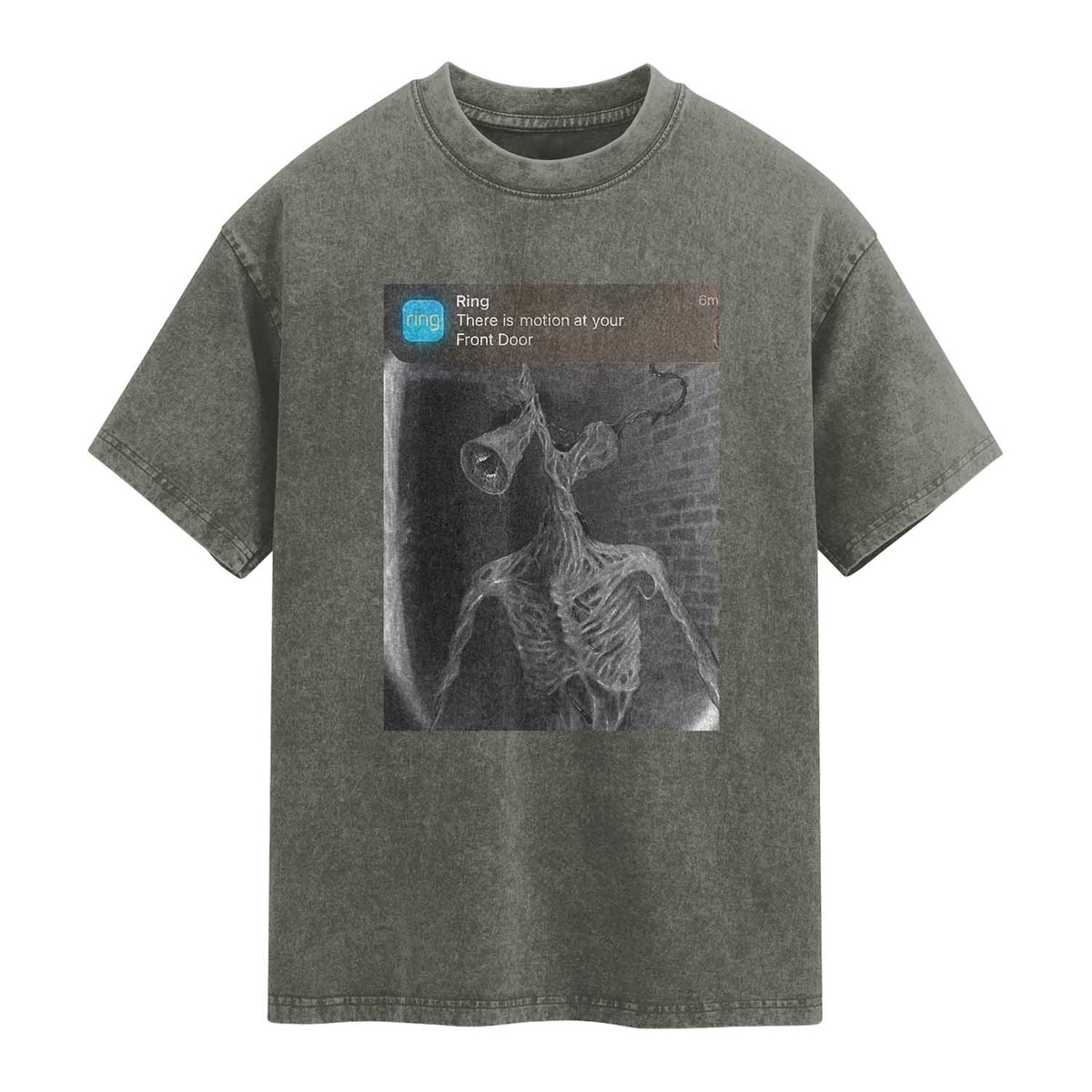 Funny Siren Head Washed Cotton T-Shirt Ring with Motion Meme TS10 Olive Green Print Your Wear