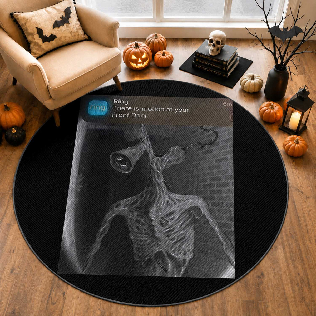 Funny Siren Head Round Rug Ring with Motion Meme