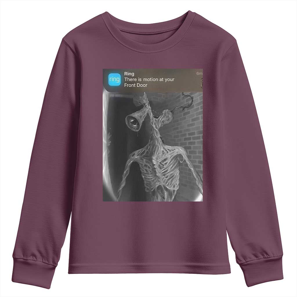 Funny Siren Head Youth Sweatshirt Ring with Motion Meme TS10 Maroon Print Your Wear