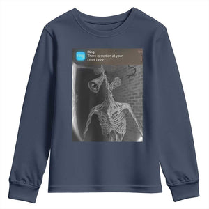 Funny Siren Head Youth Sweatshirt Ring with Motion Meme TS10 Navy Print Your Wear