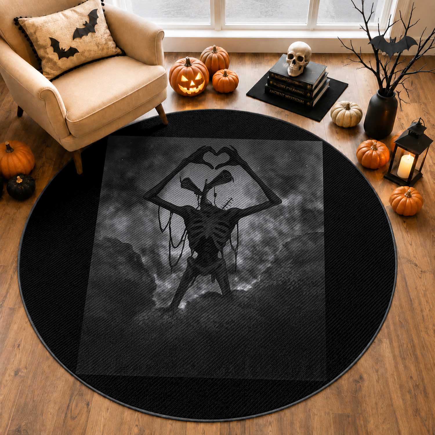 Siren Head Round Rug Horror Poster Halloween Supernatural American Cryptid