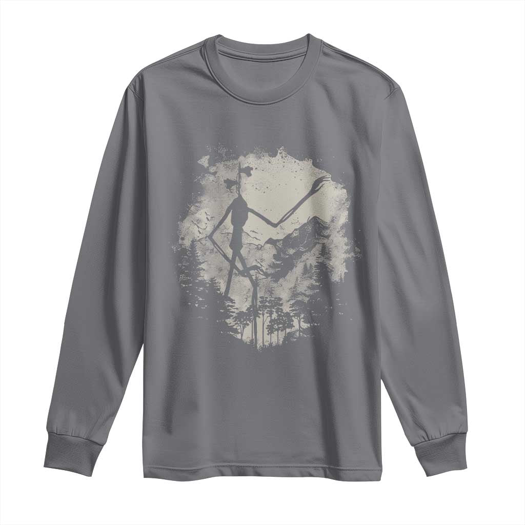 Siren Head Long Sleeve Shirt Retro Vintage American Cryptid Mountain Trees TS10 Charcoal Print Your Wear