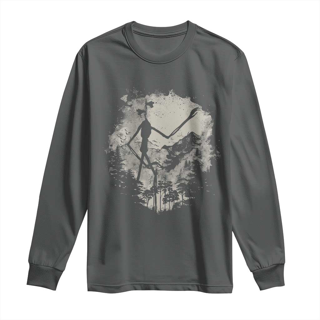 Siren Head Long Sleeve Shirt Retro Vintage American Cryptid Mountain Trees TS10 Dark Heather Print Your Wear