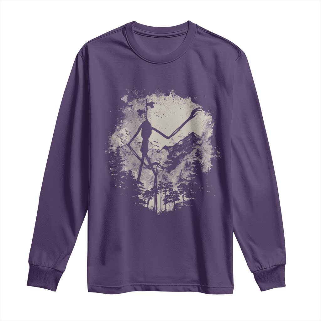 Siren Head Long Sleeve Shirt Retro Vintage American Cryptid Mountain Trees TS10 Purple Print Your Wear
