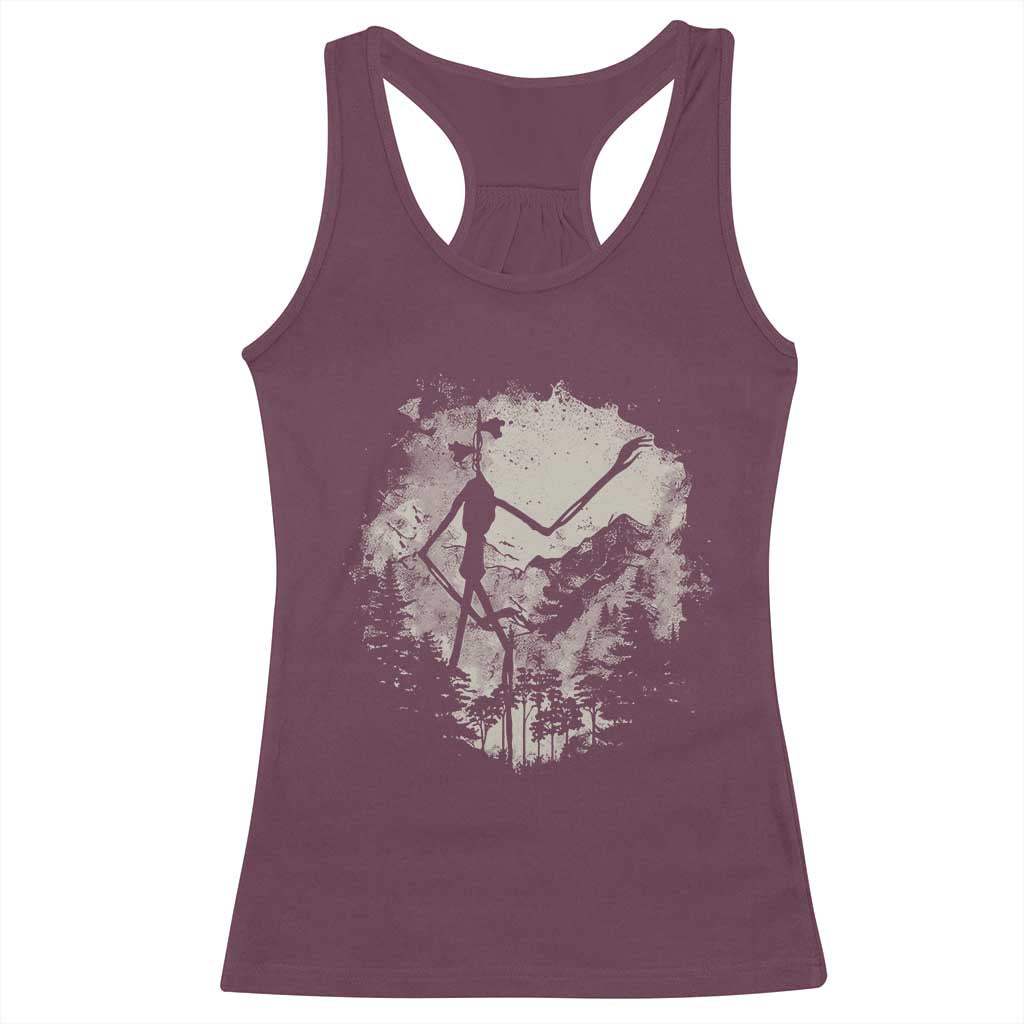 Siren Head Racerback Tank Top Retro Vintage American Cryptid Mountain Trees TS10 Maroon Print Your Wear