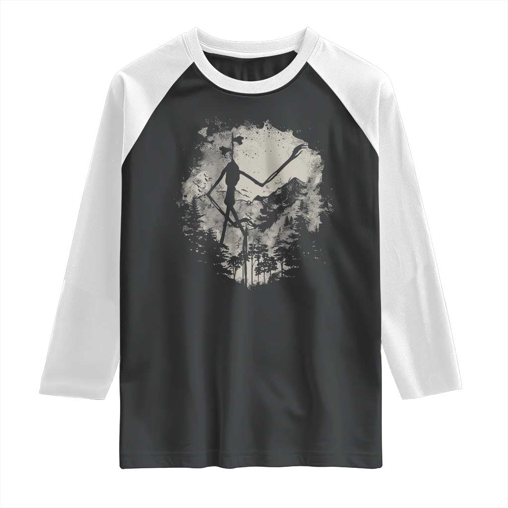 Siren Head Raglan Shirt Retro Vintage American Cryptid Mountain Trees TS10 Black White Print Your Wear