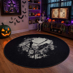 Siren Head Round Rug Retro Vintage American Cryptid Mountain Trees