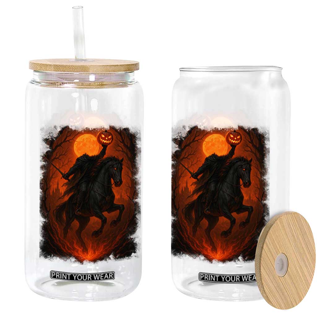 Scary Pumpkin Headless Horseman Halloween Glass Can TS10 Print Your Wear