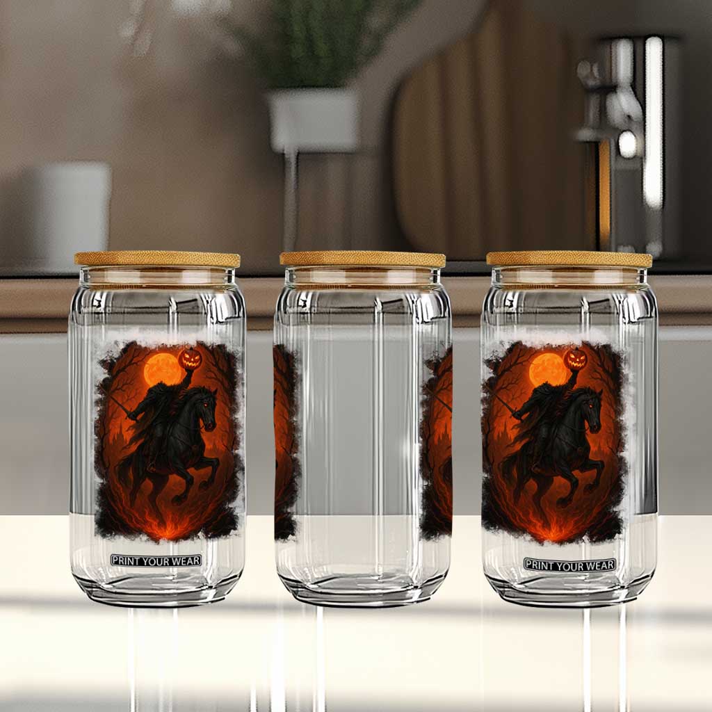 Scary Pumpkin Headless Horseman Halloween Glass Can TS10 Print Your Wear