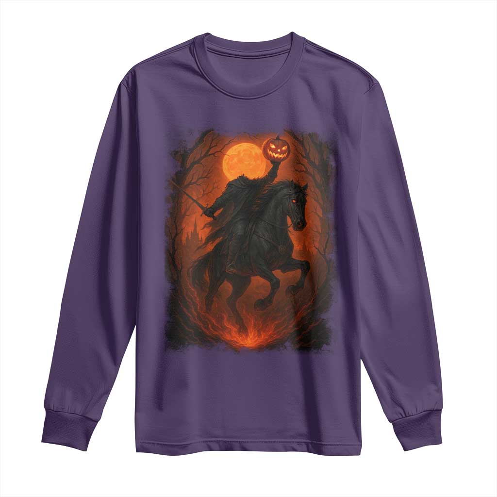 Scary Pumpkin Headless Horseman Halloween Long Sleeve Shirt TS10 Purple Print Your Wear