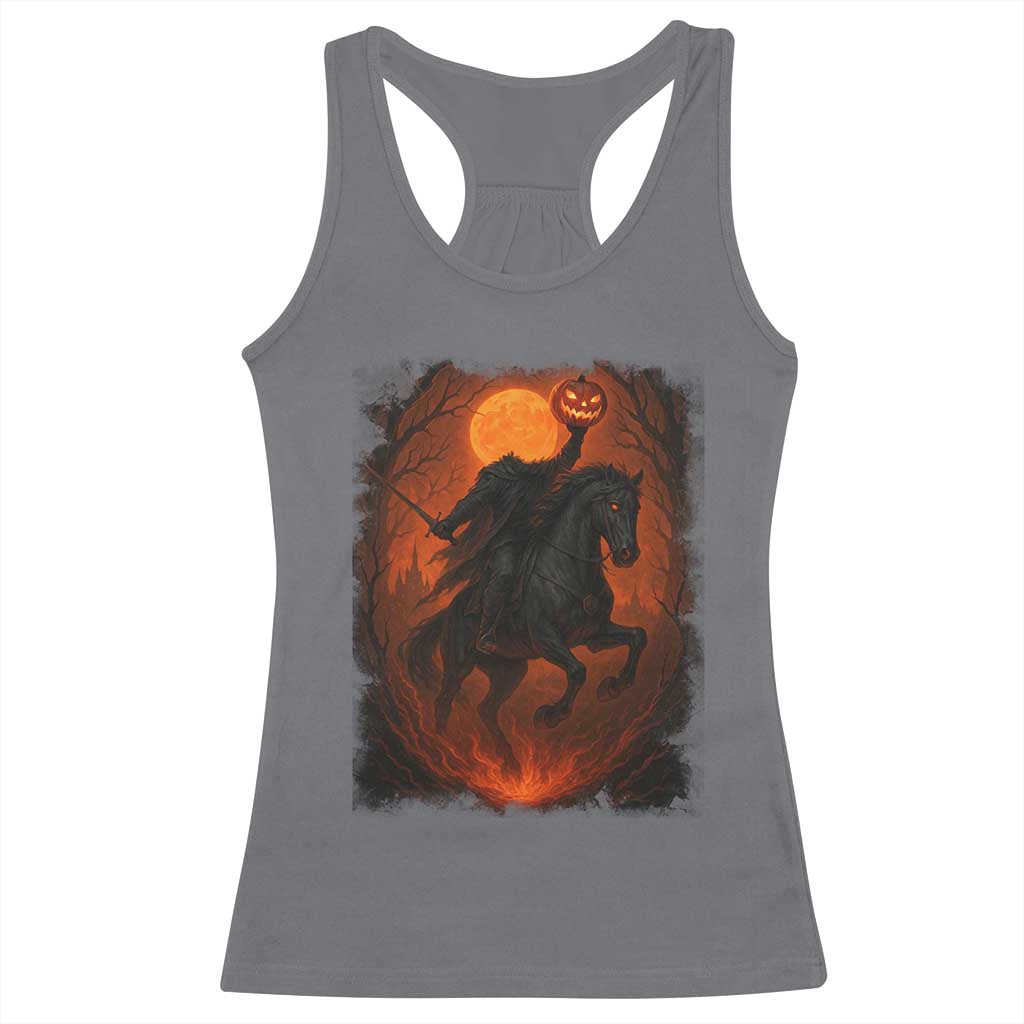 Scary Pumpkin Headless Horseman Halloween Racerback Tank Top TS10 Charcoal Print Your Wear