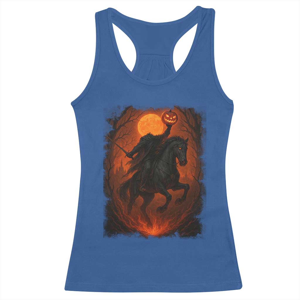 Scary Pumpkin Headless Horseman Halloween Racerback Tank Top TS10 Royal Blue Print Your Wear