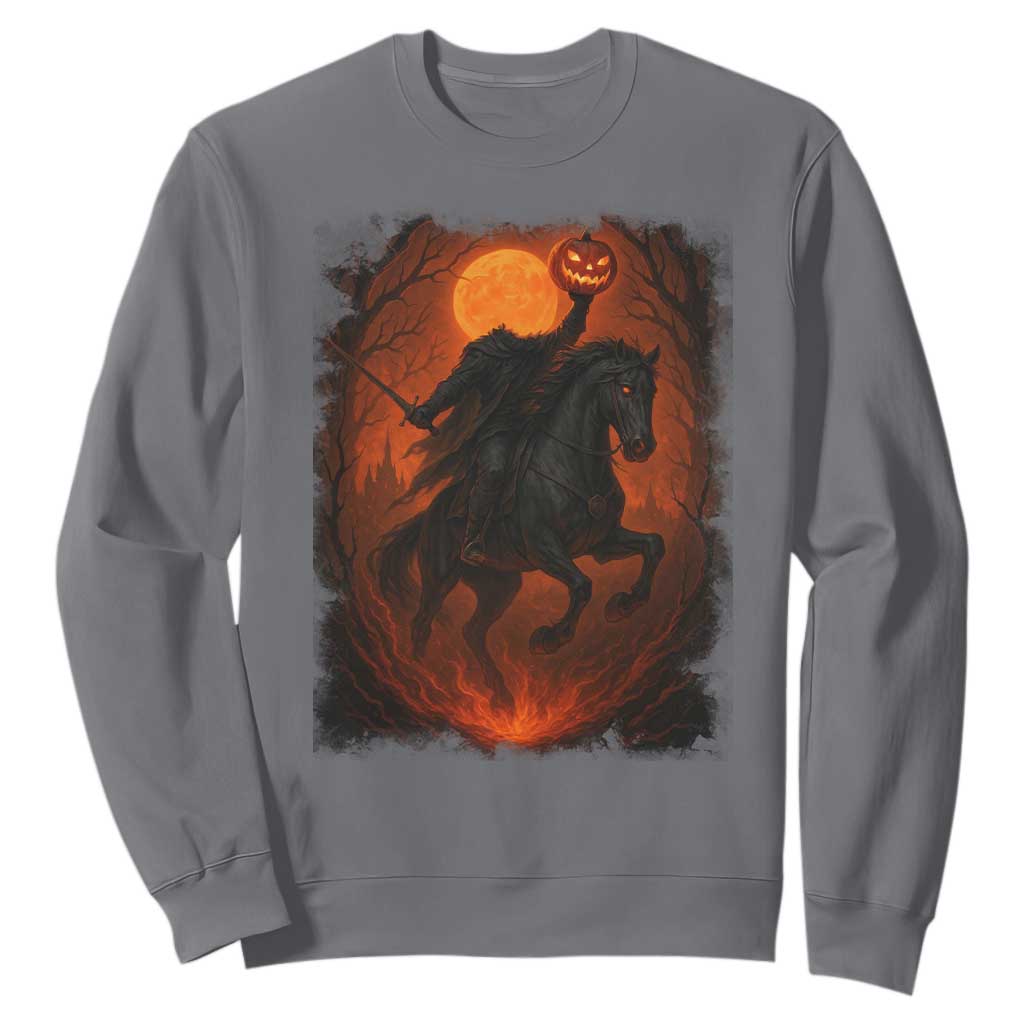 Scary Pumpkin Headless Horseman Halloween Sweatshirt TS10 Charcoal Print Your Wear