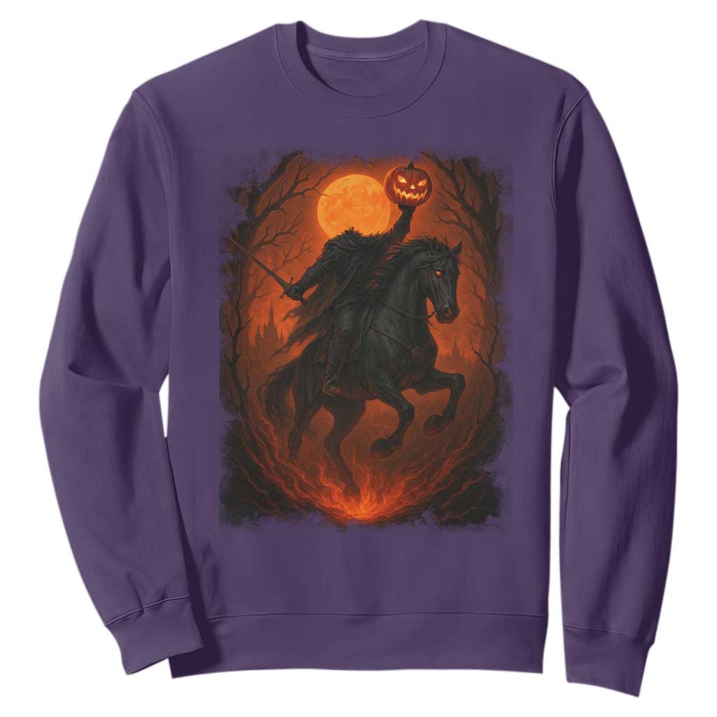 Scary Pumpkin Headless Horseman Halloween Sweatshirt TS10 Purple Print Your Wear