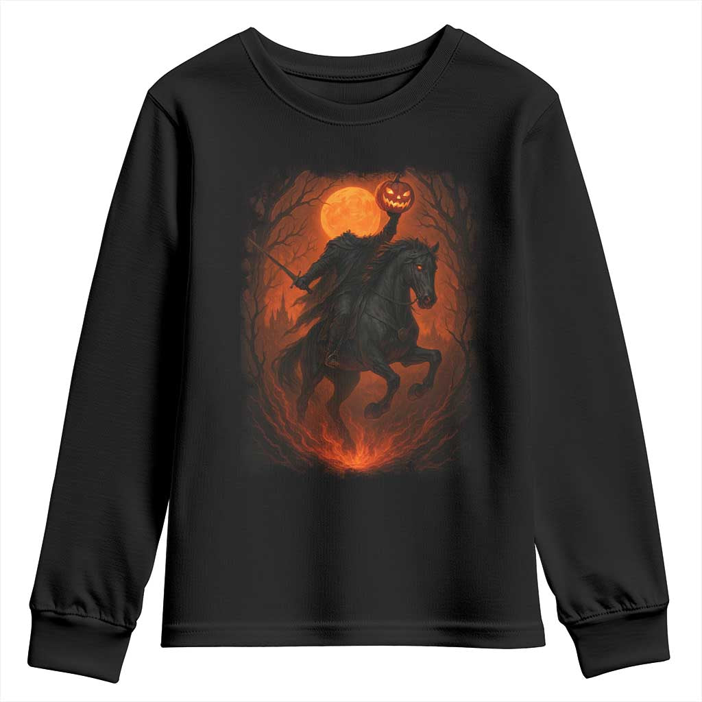 Scary Pumpkin Headless Horseman Halloween Youth Sweatshirt TS10 Black Print Your Wear