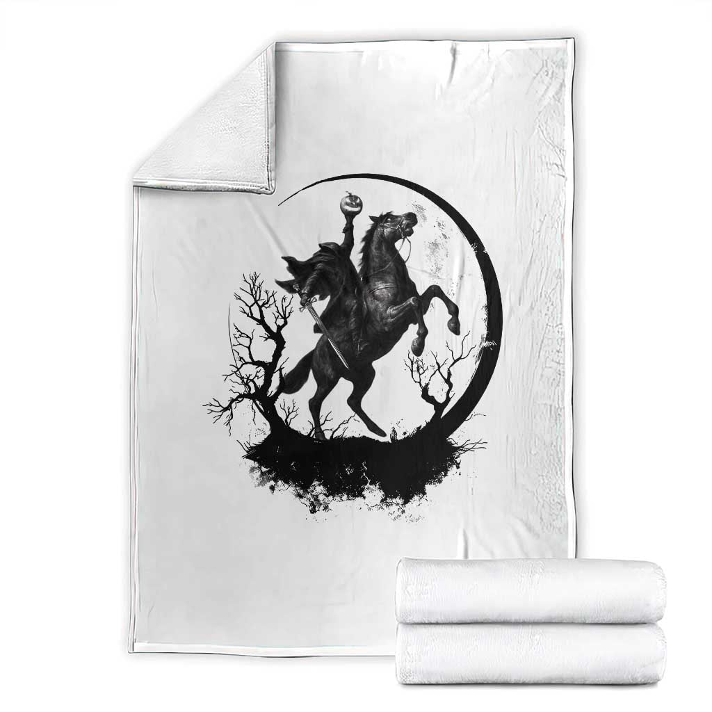 Headless Horseman Throw Blanket Retro Gothic Scary Pumpkin Moon Halloween Costume TS10 White Print Your Wear