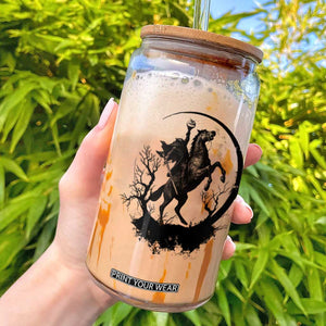 Headless Horseman Glass Can Retro Gothic Scary Pumpkin Moon Halloween Costume TS10 White Print Your Wear