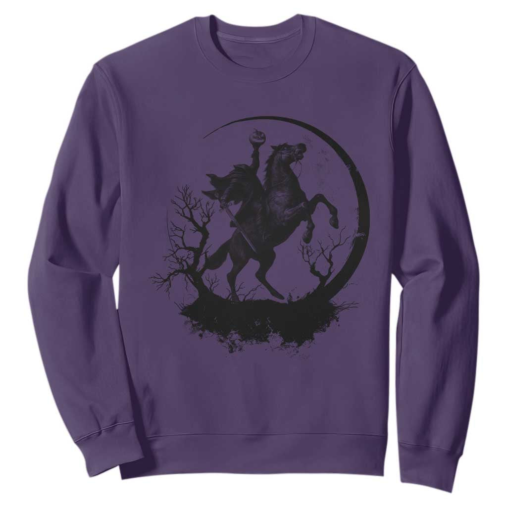 Headless Horseman Sweatshirt Retro Gothic Scary Pumpkin Moon Halloween Costume TS10 Purple Print Your Wear